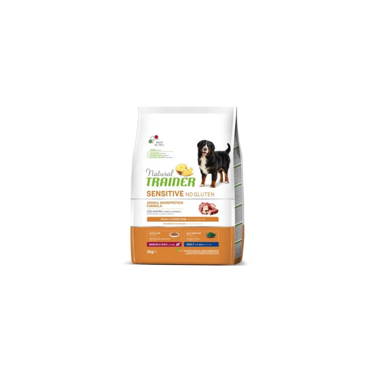 Natural Trainer Sensitive Adult Medium/Maxi con Anatra 3kg No Gluten - Cane Adulto Natural Trainer Sensitive Adult Medium/Maxi con Anatra 3kg No Gluten - Cane Adulto